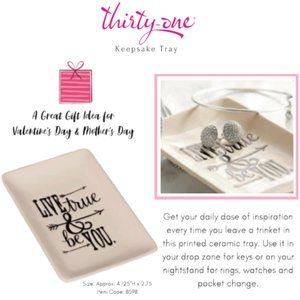 Live True & Be You Ceramic Jewelry Ring Dish Tray